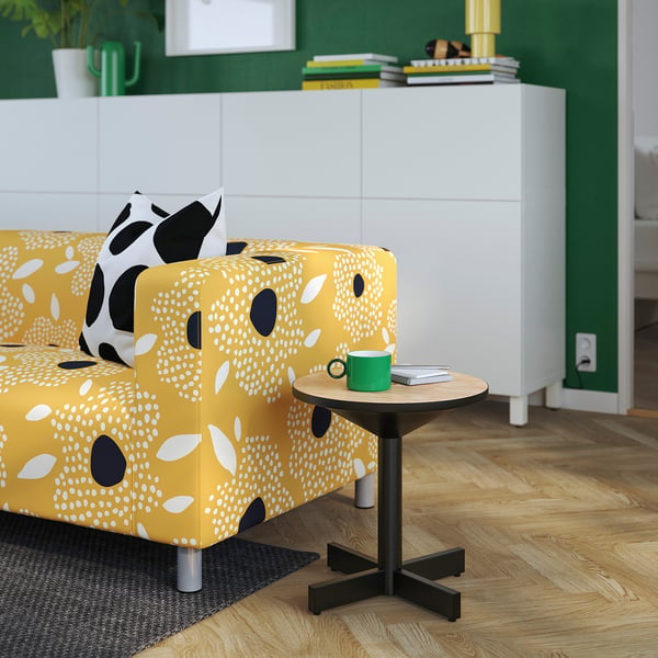 GRIMSARBO side table, pine plywood/black, 40 cm