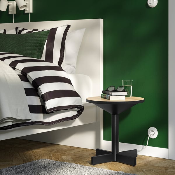 GRIMSARBO side table, pine plywood/black, 40 cm