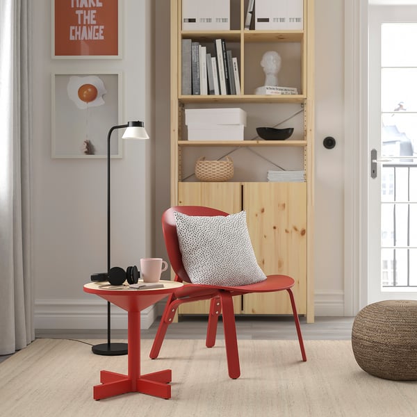 GRIMSARBO side table, pine plywood/bright red, 40 cm