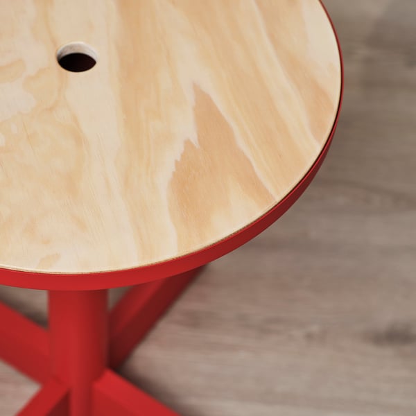 GRIMSARBO side table, pine plywood/bright red, 40 cm