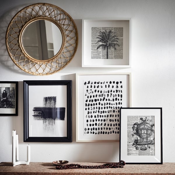 GRINSBOL mirror, rattan, 55 cm