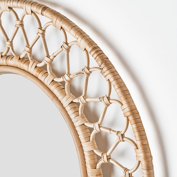 GRINSBOL mirror, rattan, 55 cm