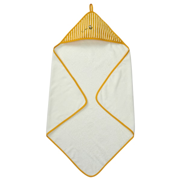 GRÖNFINK - Baby towel with hood, yellow, 80x80 cm