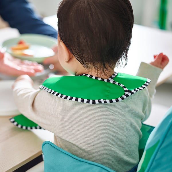 GRÖNFINK bib, green/yellow, 38.5x28.5 cm, 2 pack