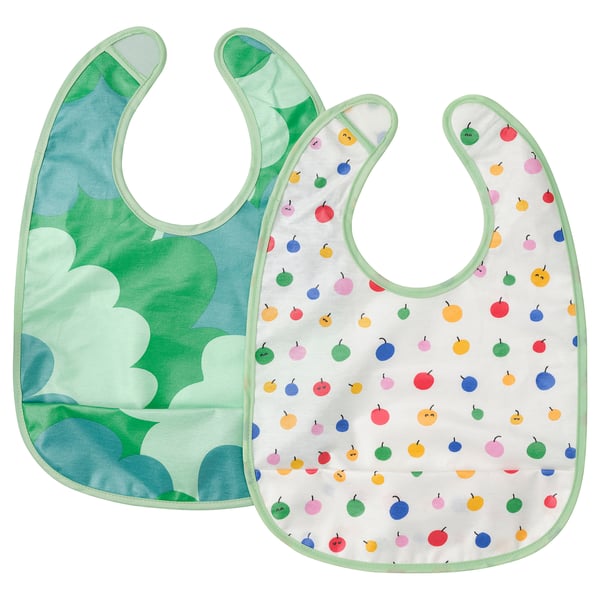 GRÖNFINK bib, green, 38.5x27.5 cm, 2 pack