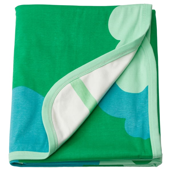 GRÖNFINK blanket, green/tree pattern, 80x100 cm
