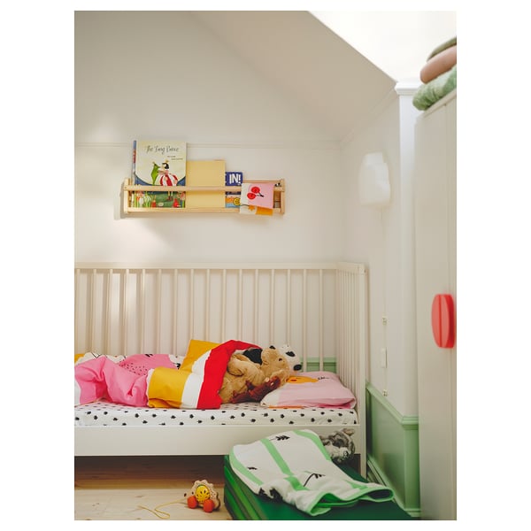 GRÖNFINK duvet cover 1 pillowcase for cot, multicolour/striped, 110x125/35x55 cm