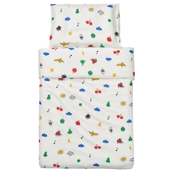Ikea GRÖNFINK - Duvet cover 1 pillowcase for cot, multicolour, 110x125/35x55 cm