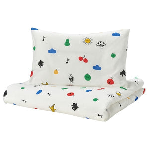 Ikea GRÖNFINK - Duvet cover 1 pillowcase for cot, multicolour, 110x125/35x55 cm