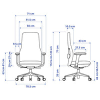 GRÖNFJÄLL - Office chair with armrests, Letafors grey/black