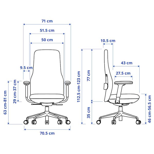 Ikea GRÖNFJÄLL - Office chair with armrests, Letafors grey/black