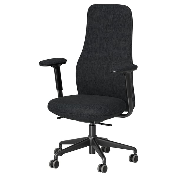 GRÖNFJÄLL office chair with armrests, Letafors grey/black, 71 cm