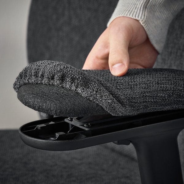 Ikea GRÖNFJÄLL - Office chair with armrests, Letafors grey/black