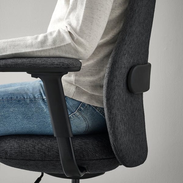 Ikea GRÖNFJÄLL - Office chair with armrests, Letafors grey/black