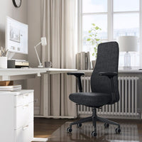 GRÖNFJÄLL - Office chair with armrests, Letafors grey/black