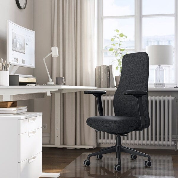 Ikea GRÖNFJÄLL - Office chair with armrests, Letafors grey/black