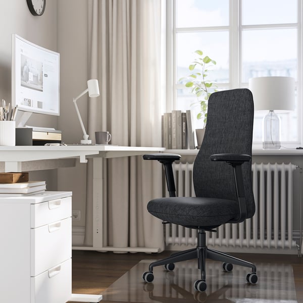 GRÖNFJÄLL office chair with armrests, Letafors grey/black, 52x29x71 cm