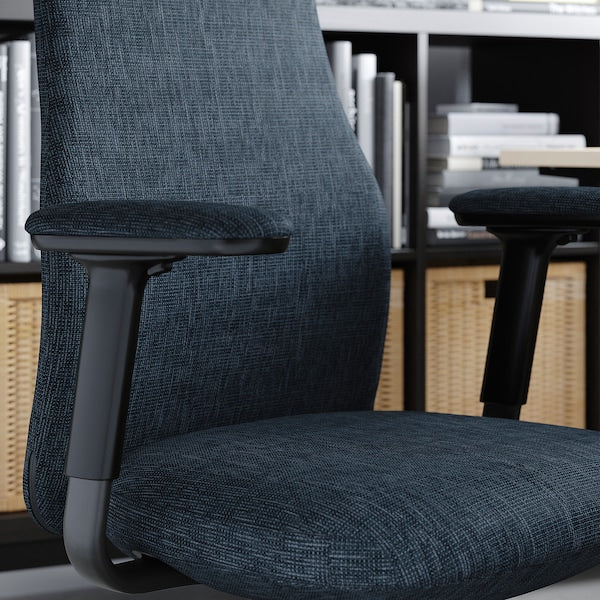 GRÖNFJÄLL - Office chair with armrests, Letafors grey/black