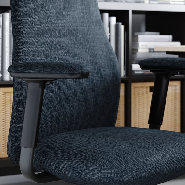GRÖNFJÄLL office chair with armrests, Letafors grey/black, 52x29x71 cm