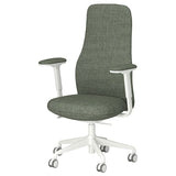 GRÖNFJÄLL office chair with armrests, Letafors grey-green/white, 71 cm