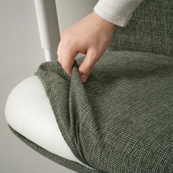 GRÖNFJÄLL office chair with armrests, Letafors grey-green/white, 71 cm