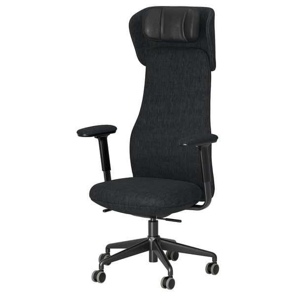 GRÖNFJÄLL office chair with arm/headrest, Letafors grey/black, 71 cm