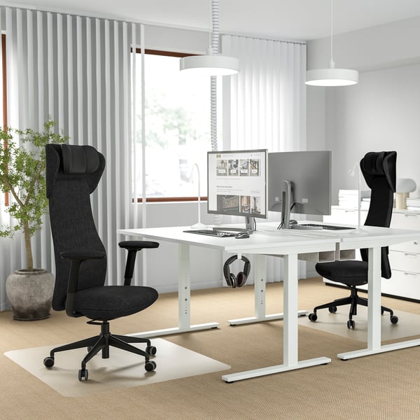 GRÖNFJÄLL office chair with arm/headrest, Letafors grey/black, 71 cm