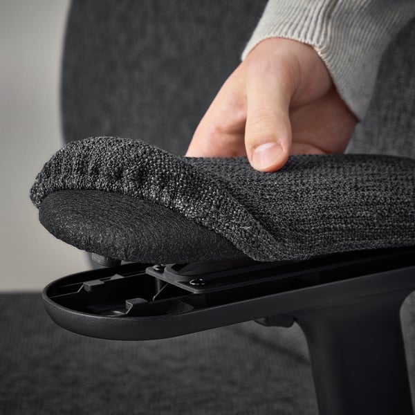 GRÖNFJÄLL office chair with arm/headrest, Letafors grey/black, 71 cm