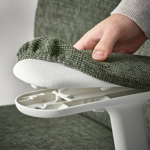 GRÖNFJÄLL office chair with arm/headrest, Letafors green/white, 71 cm