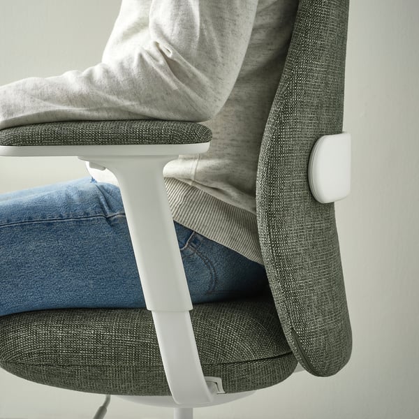 GRÖNFJÄLL office chair with arm/headrest, Letafors green/white, 71 cm
