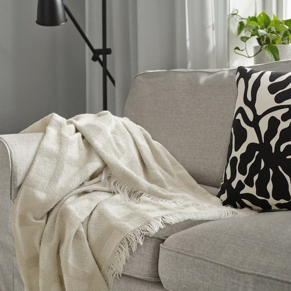 Ikea GRÖNKNAVEL - Plaid, beige/checkered, 180x120 cm