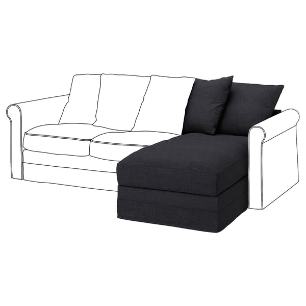 GRÖNLID cover for chaise longue section, Hillared anthracite