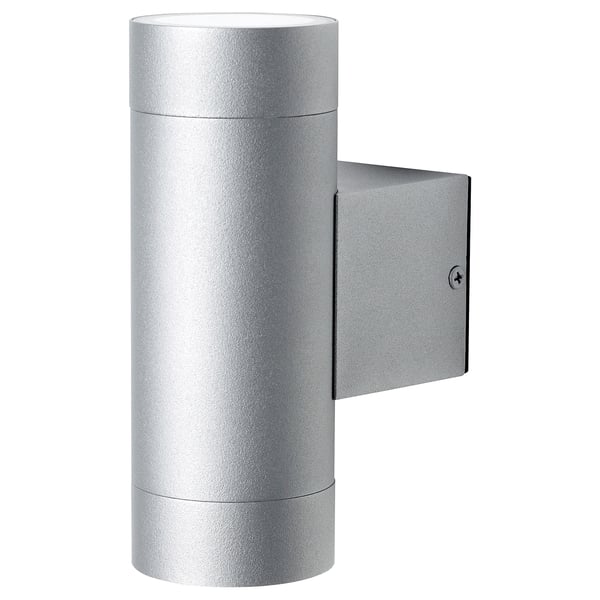 GRÖNSPRÖT wall up/downlighter, wired-in, outdoor aluminium-colour, 16 cm