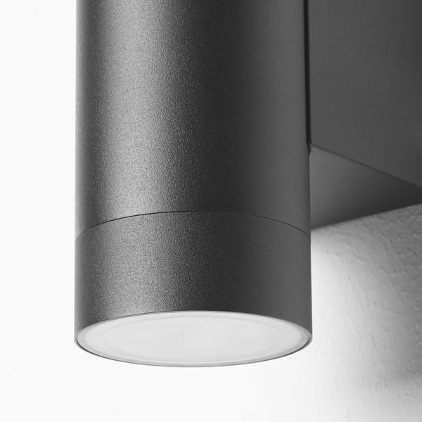 GRÖNSPRÖT wall up/downlighter, wired-in, outdoor black, 16 cm