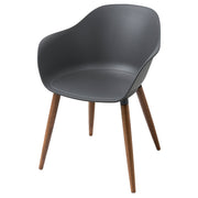 GRÖNSTA chair with armrests, in/outdoor, grey/dark brown/wood, 59x78x49 cm