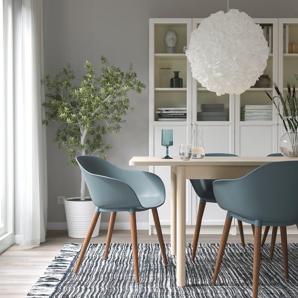 GRÖNSTA chair with armrests, in/outdoor, grey-turquoise, 59x78x49 cm