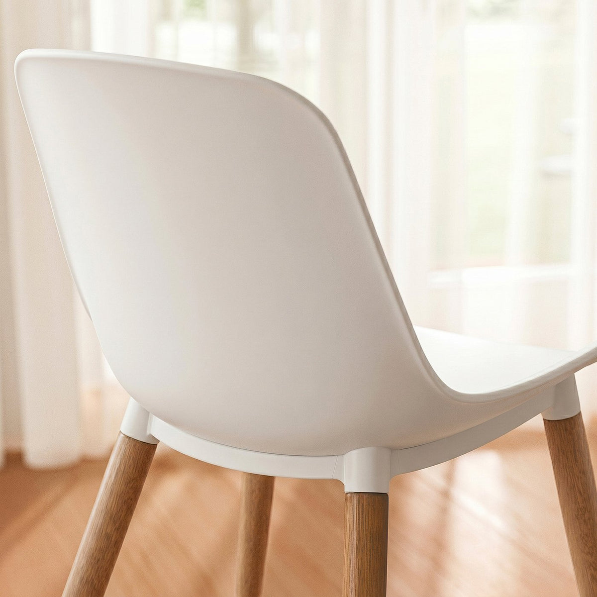 GRÖNSTA chair, in/outdoor white/light brown/wood, 54x79x48 cm