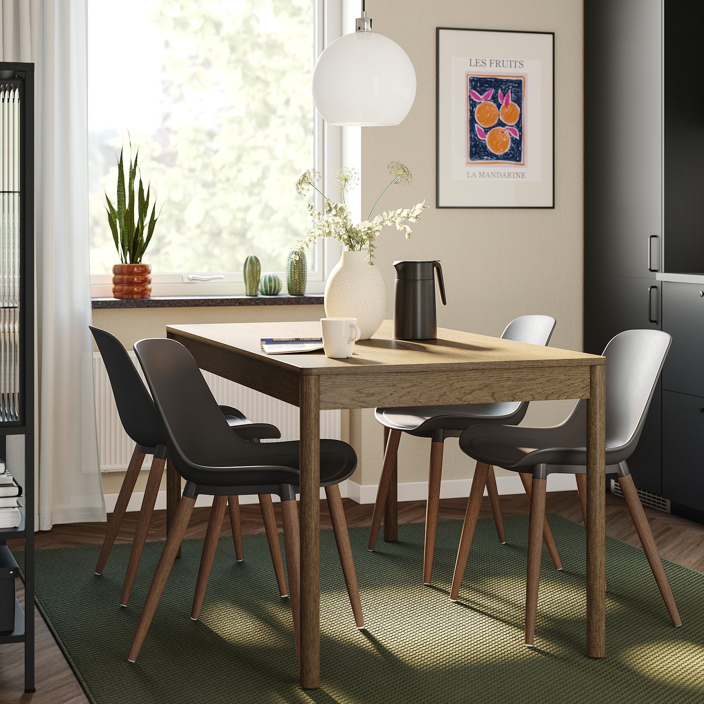 GRÖNSTA chair, in/outdoor grey/dark brown/wood, 54x79x48 cm