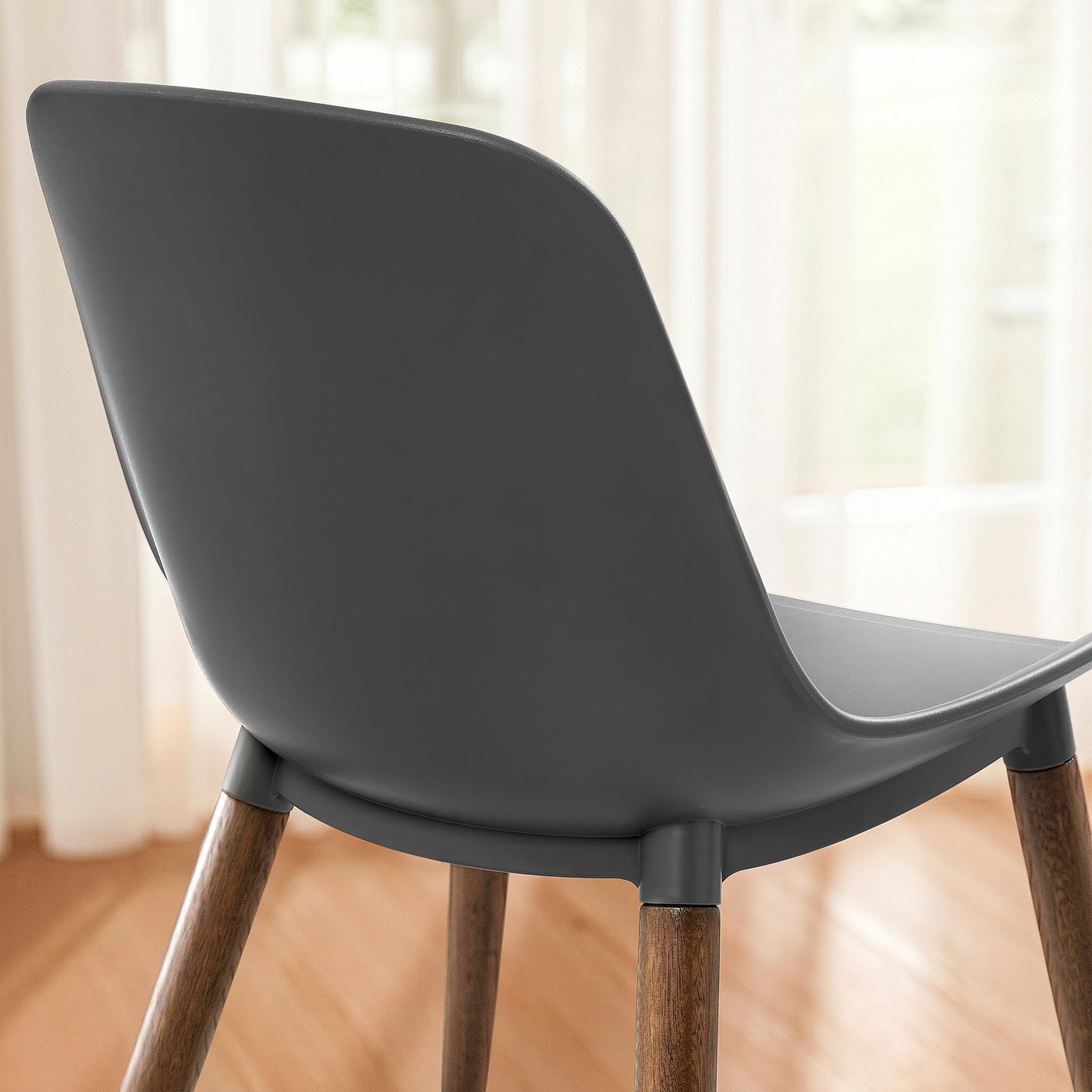 GRÖNSTA chair, in/outdoor grey/dark brown/wood, 54x79x48 cm