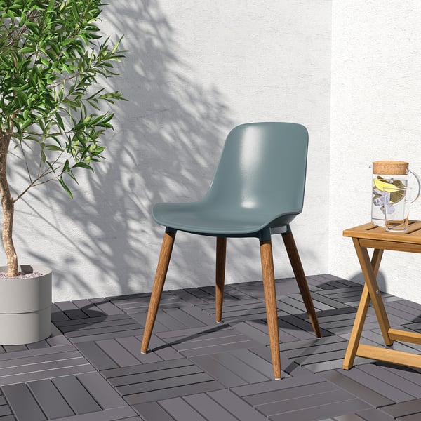 GRÖNSTA - Chair, in/outdoor grey-turquoise