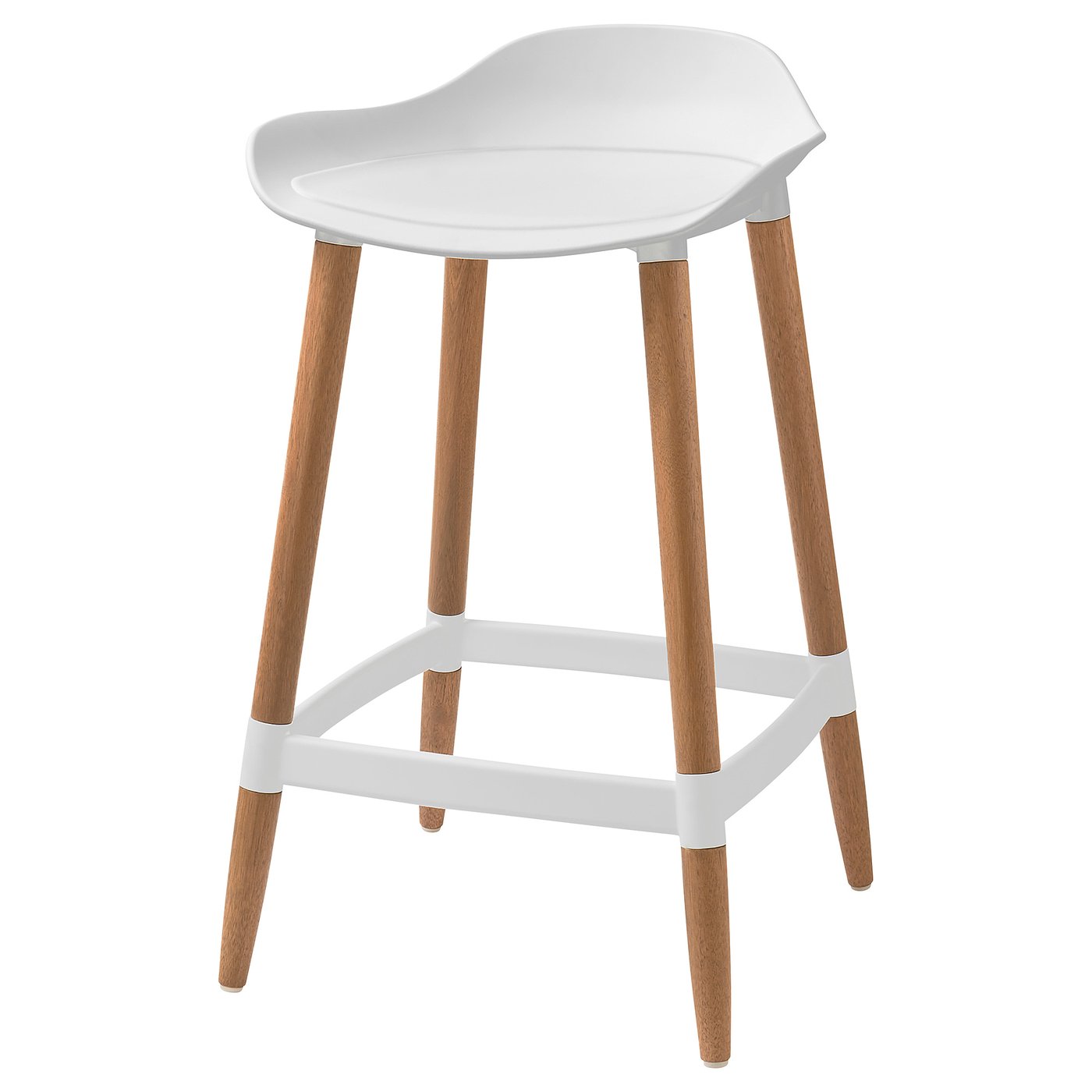 GRÖNSTA bar stool, counter height white/light brown/wood in/outdoor, 64 cm
