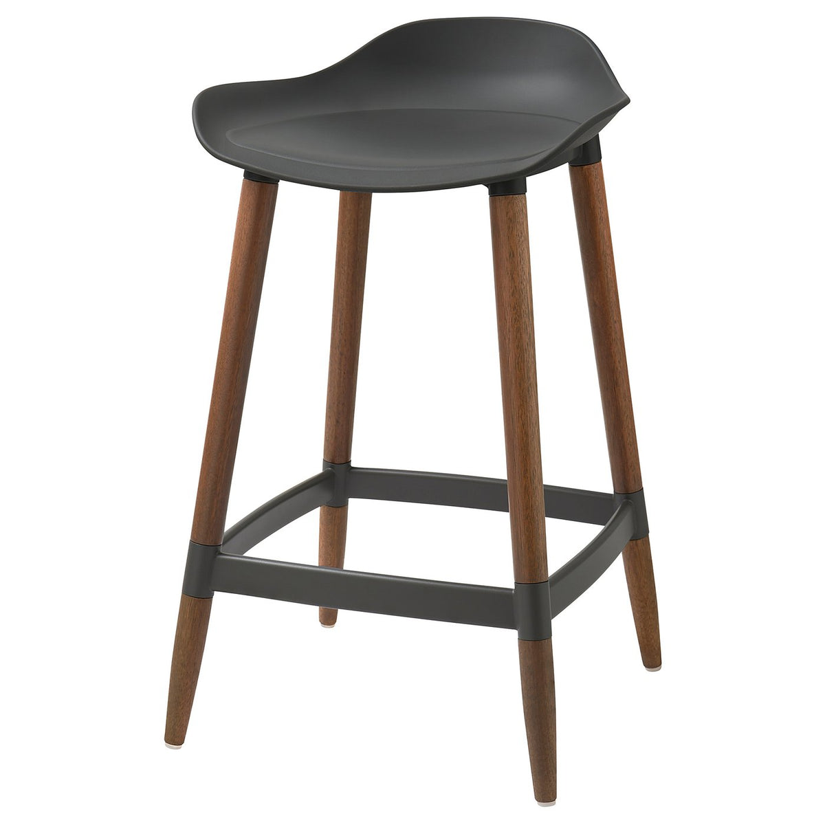 GRÖNSTA bar stool, counter height grey/dark brown/wood in/outdoor, 64 cm