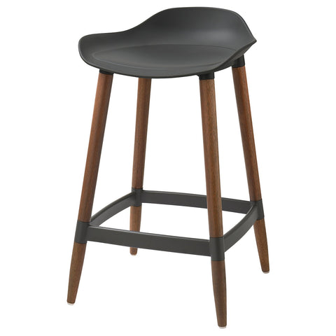GRÖNSTA bar stool, counter height grey/dark brown/wood in/outdoor, 64 cm