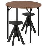GRÖTÅN / RUDSTORP table and 2 chairs, pine brown stained/black, 80 cm