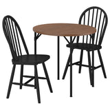 GRÖTÅN / SKOGSTA table and 2 chairs, pine brown stained/black, 80 cm