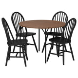 GRÖTÅN / SKOGSTA table and 4 chairs, pine brown stained/black, 105 cm