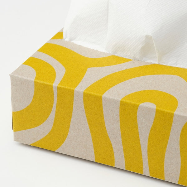 GROPLÖJA - Paper napkin, patterned yellow/light brown, 16x32 cm