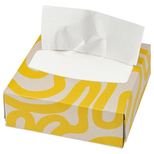 GROPLÖJA - Paper napkin, patterned yellow/light brown, 16x32 cm