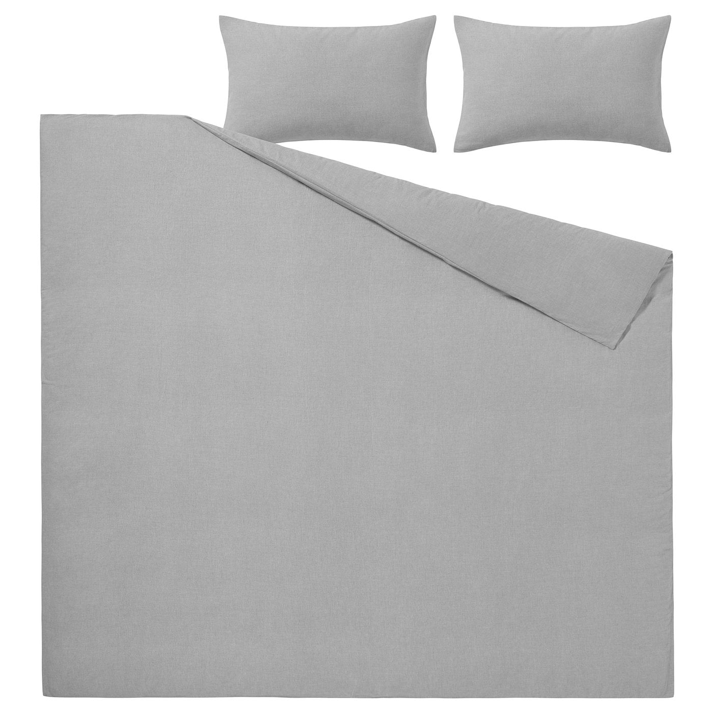 GROVSNÄRJA duvet cover and 2 pillowcases, grey/mélange, 240x220/50x80 cm