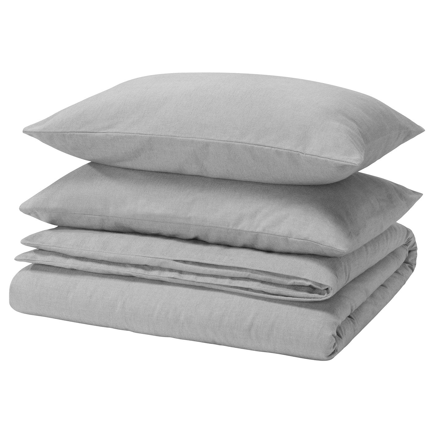 GROVSNÄRJA duvet cover and 2 pillowcases, grey mélange, 240x220/50x80 cm
